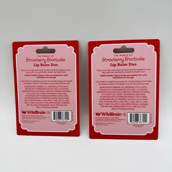 The World Of Strawberry Shortcake Lip Balm Duo Fresh Strawberry & Lemon Pie New - Picture 2 of 3
